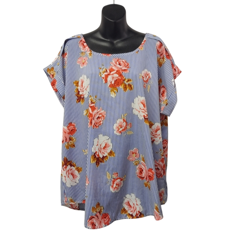 SPEED LIMIT MPH Womens Floral Crew Neck Top Blouse Plus Size 2X